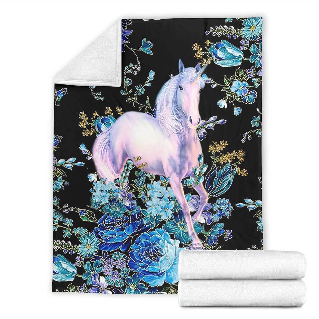 Unicorn Floral Unicorns Flannel Blanket For Bed Sofa And Reading Nook Decor