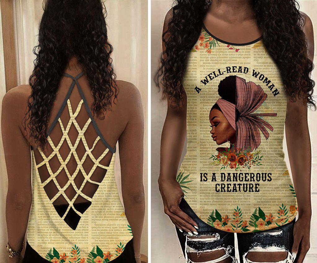 Black Woman Love Peace Well Read Collection – Hollow Tank Top