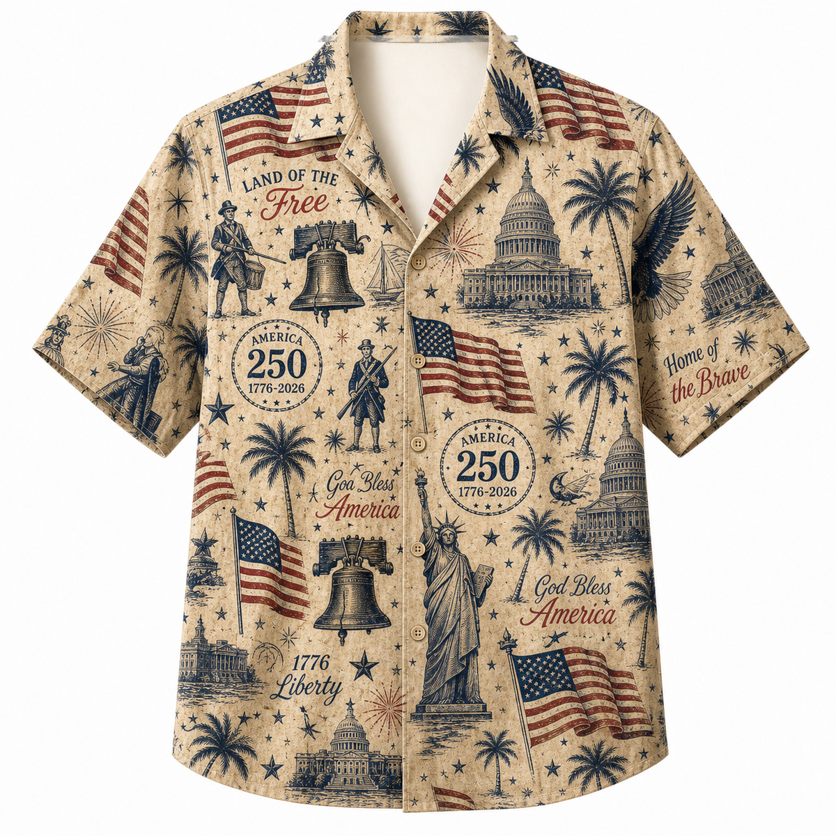 America 250th Vintage Icon Hawaiian Shirt
