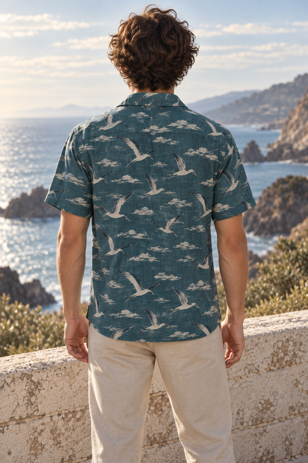 Men's Afterglow Seabird Passage Hawaiian Shirt – Deep teal