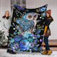 Owl Blue Floral Flannel Blanket For Soft Bed Couch And Home Comfort