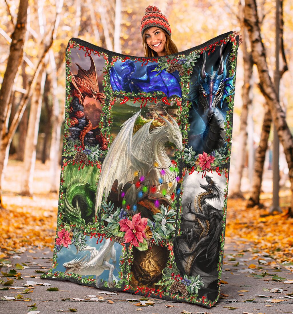 Dragon Christmas Love Flannel Blanket For Bed Sofa And Reading Nook Decor