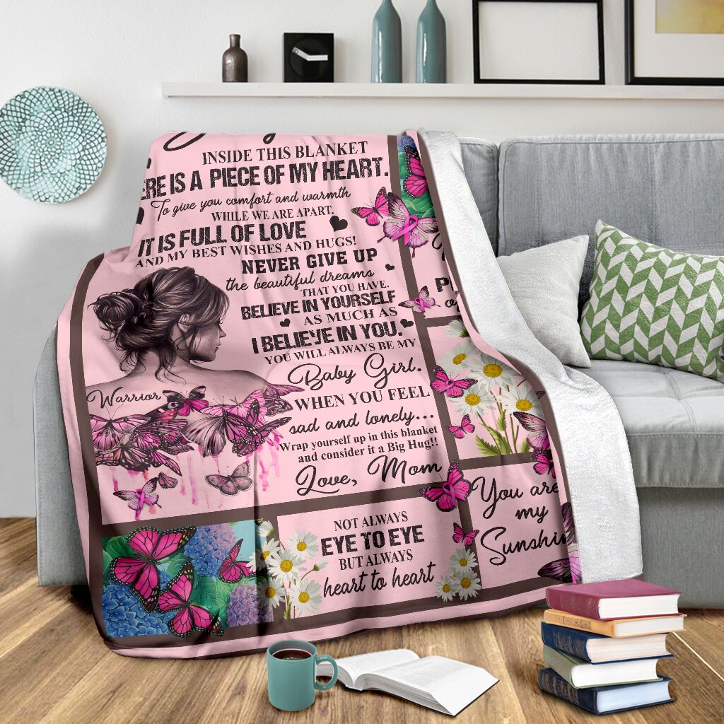 Breast Cancer To My Daughter Breast Cancer Awareness Pink Flannel Blanket For Relaxing At Home And Travel