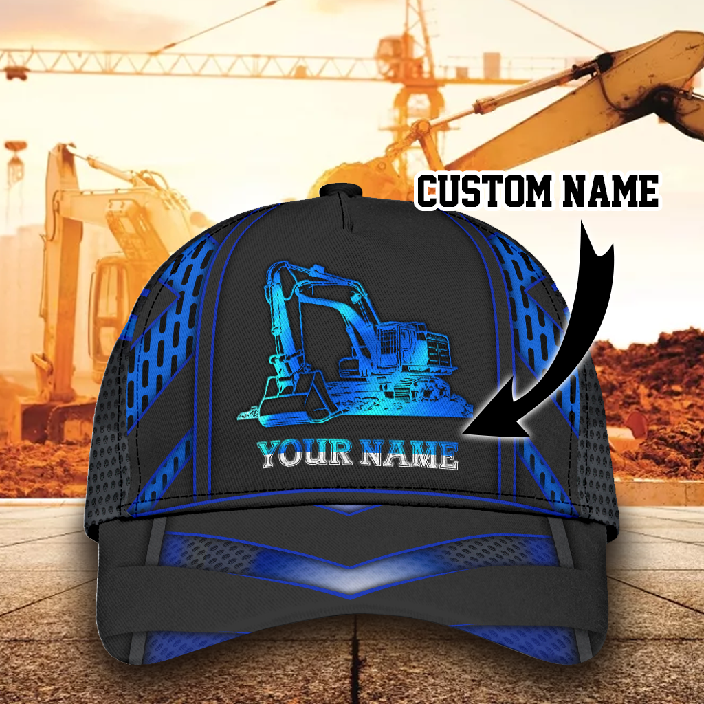 Personalized Blue Excavator All Over Print – Classic Cap