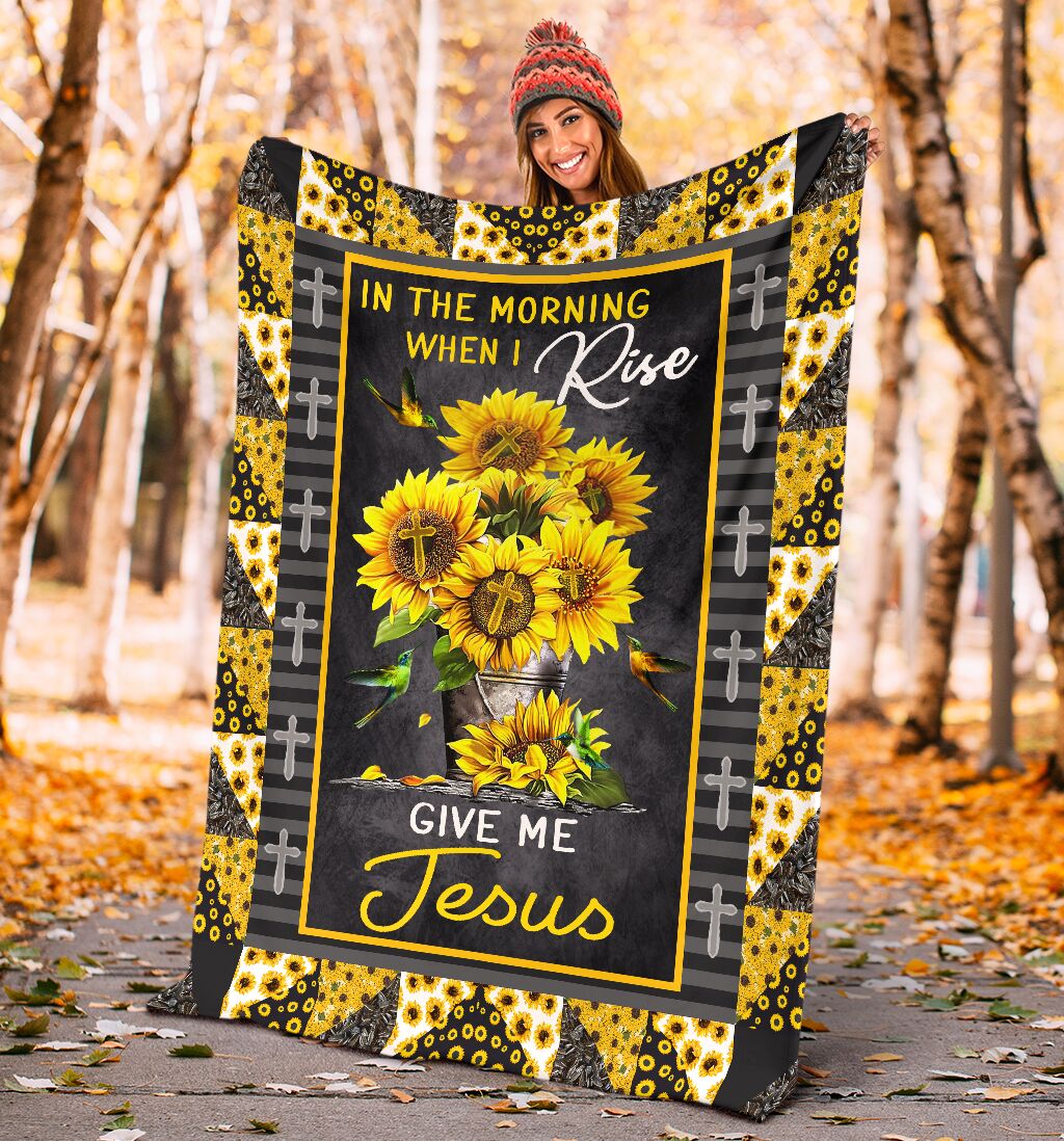 Jesus In The Morning When I Rise Give Me Jesus Christian Flannel Blanket For Bed Sofa And Reading Nook Decor