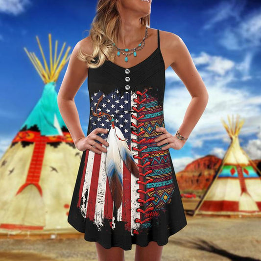 Tribal Summer Vibes Limited 1 – Women's Summer Sleeveless V-Neck Camisole Dress