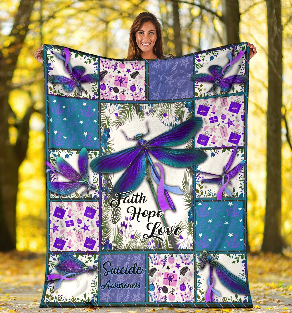 Mental Health Awareness Dragonfly Flannel Blanket For Cozy Home Lounging And Gifting