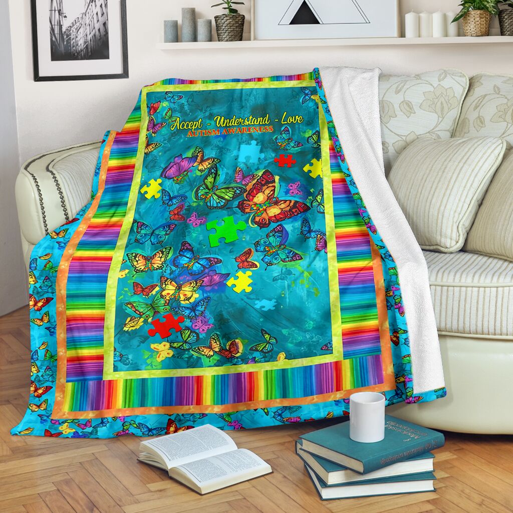Autism Accept Understand Love Autism Awareness Flannel Blanket For Warm Home Decor And Relaxation