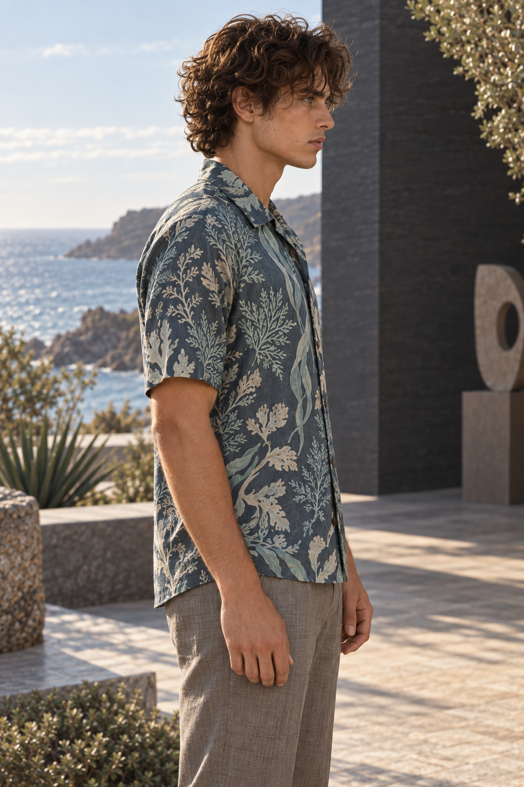 Men's Afterglow Tidal Herbarium Hawaiian Shirt – Dark slate