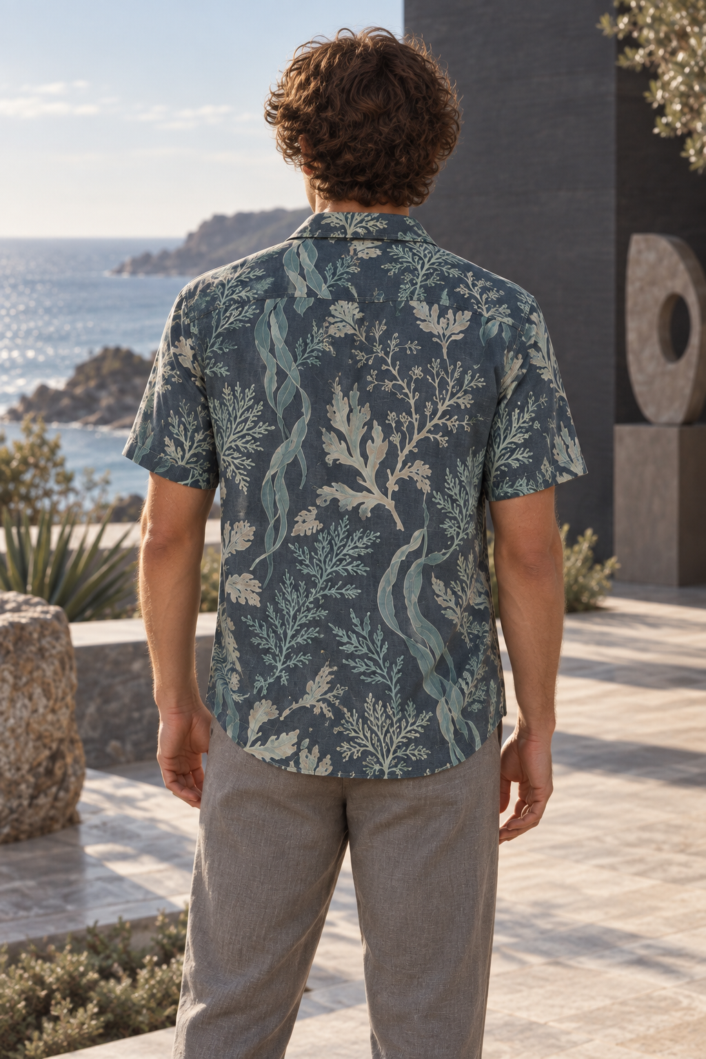 Men's Afterglow Tidal Herbarium Hawaiian Shirt – Dark slate