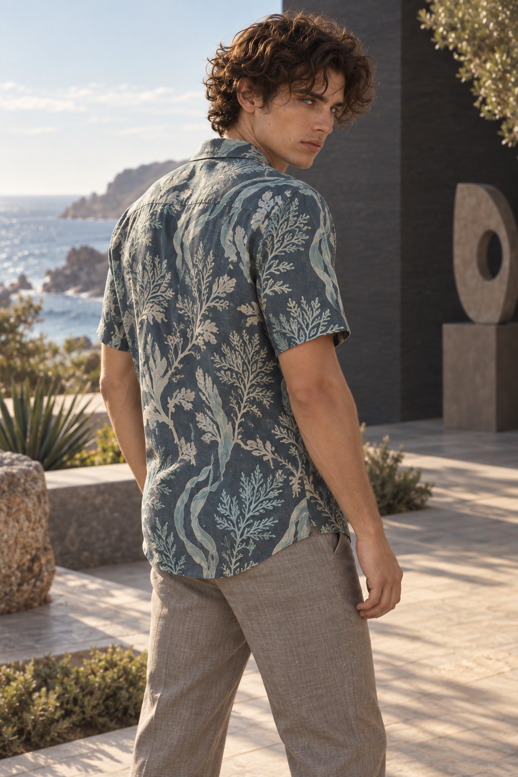 Men's Afterglow Tidal Herbarium Hawaiian Shirt – Dark slate
