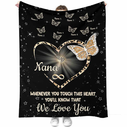Butterfly Whenever You Touch This Heart Personalized Flannel Blanket For Cozy Bedroom And Sofa Decor