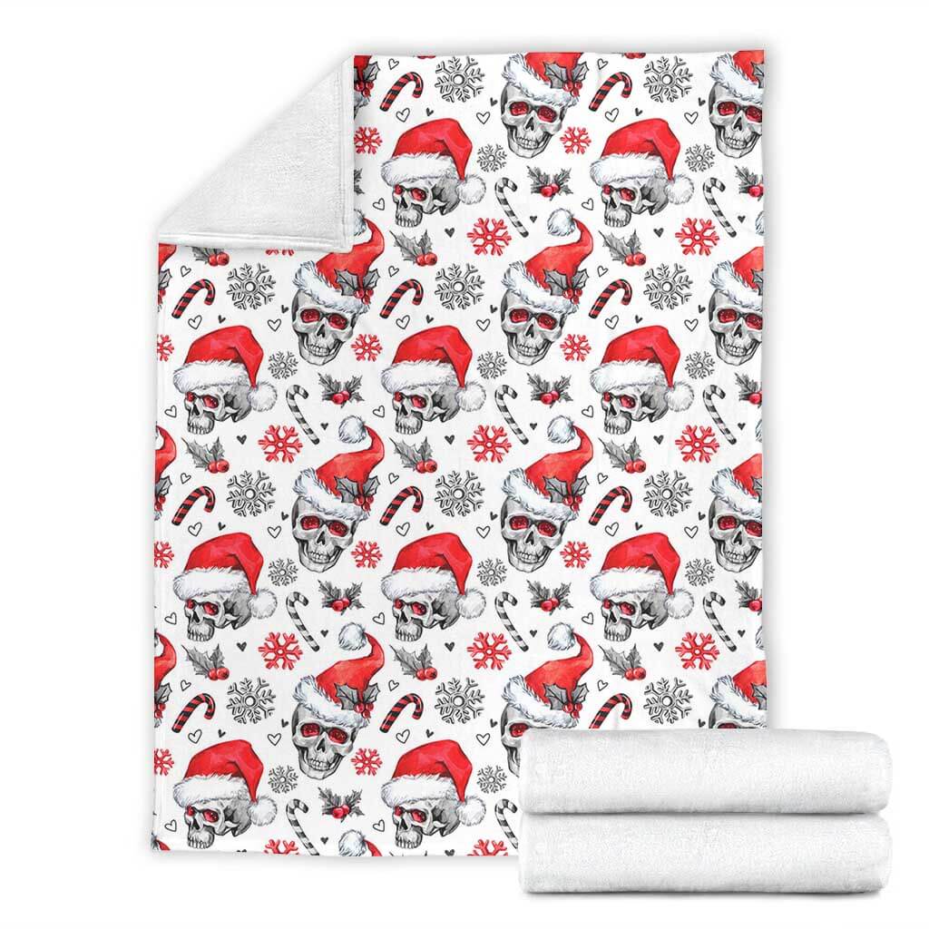 Skull Christmas So Happy Flannel Blanket For Relaxing At Home And Travel