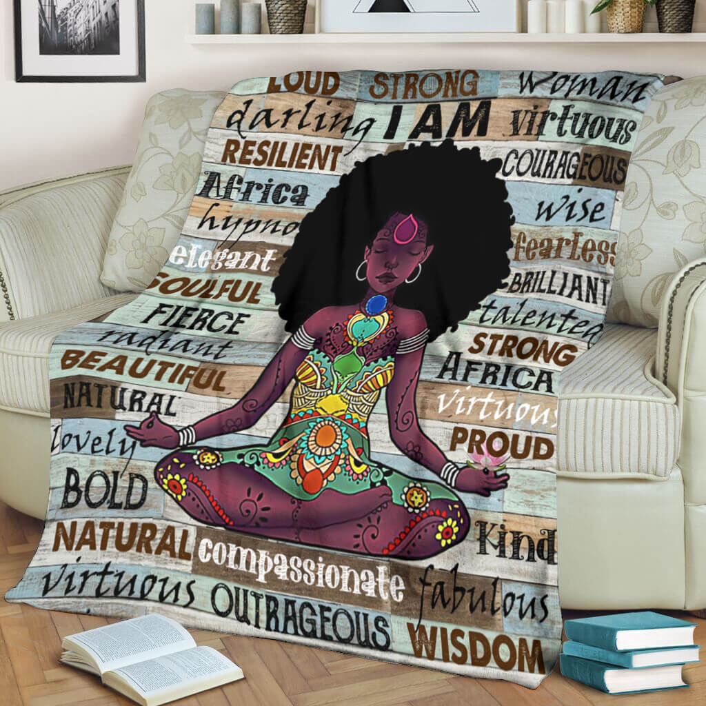 Black Woman I Am Beautiful African American Flannel Blanket For Living Room And Bedroom Styling