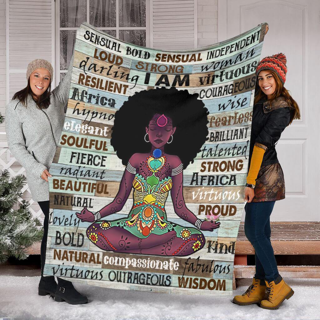Black Woman I Am Beautiful African American Flannel Blanket For Cozy Home Lounging And Gifting