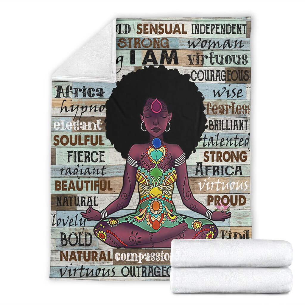 Black Woman I Am Beautiful African American Flannel Blanket For Bed Sofa And Reading Nook Decor