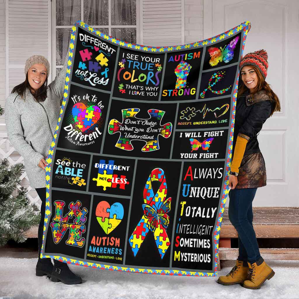 Autism Awareness Different True Colors Flannel Blanket For Soft Bed Couch And Home Comfort