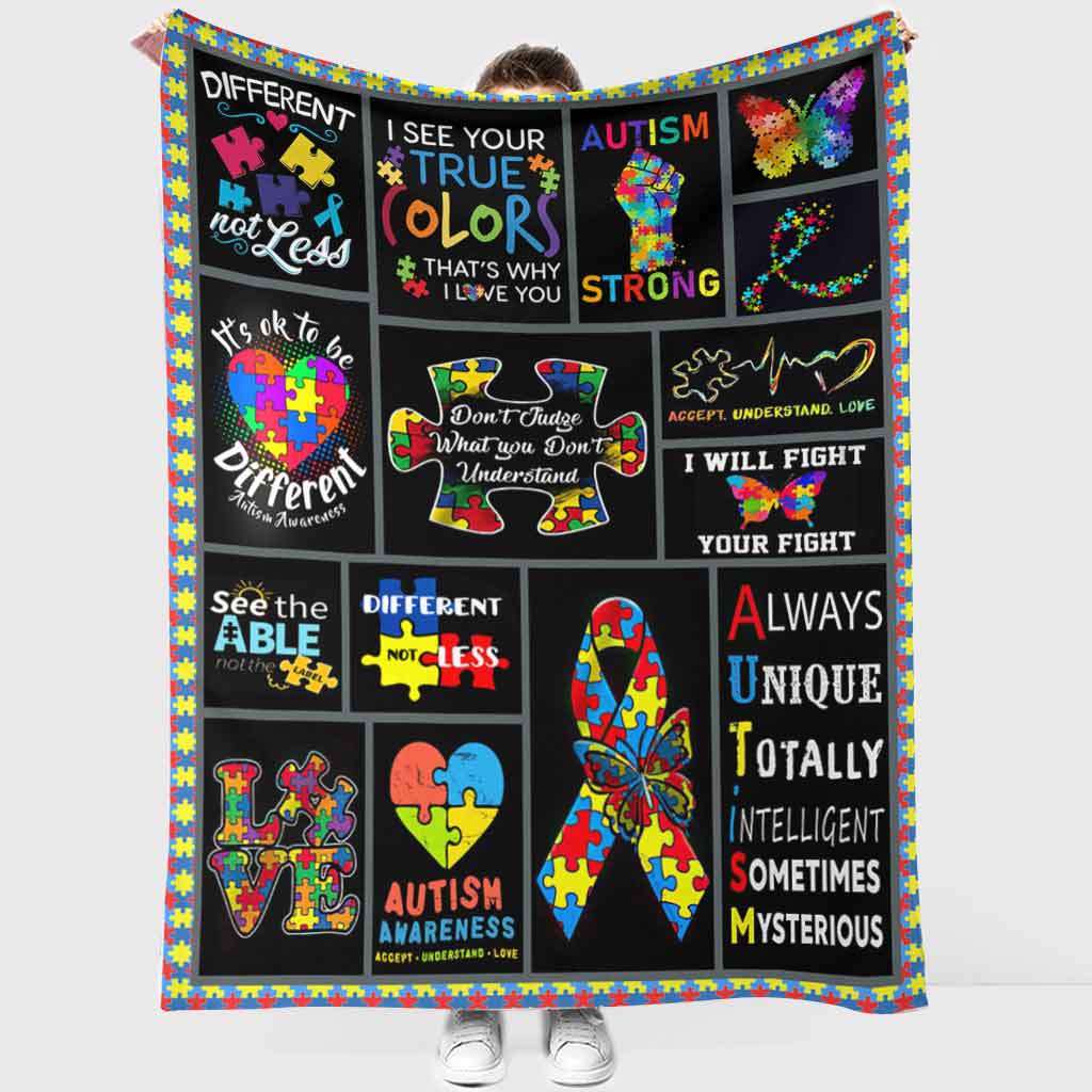 Autism Awareness Different True Colors Flannel Blanket For Living Room And Bedroom Styling