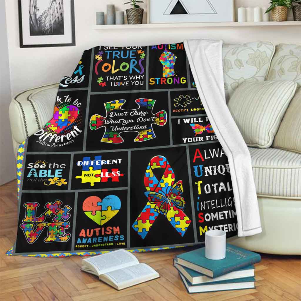 Autism Awareness Different True Colors Flannel Blanket For Relaxing At Home And Travel
