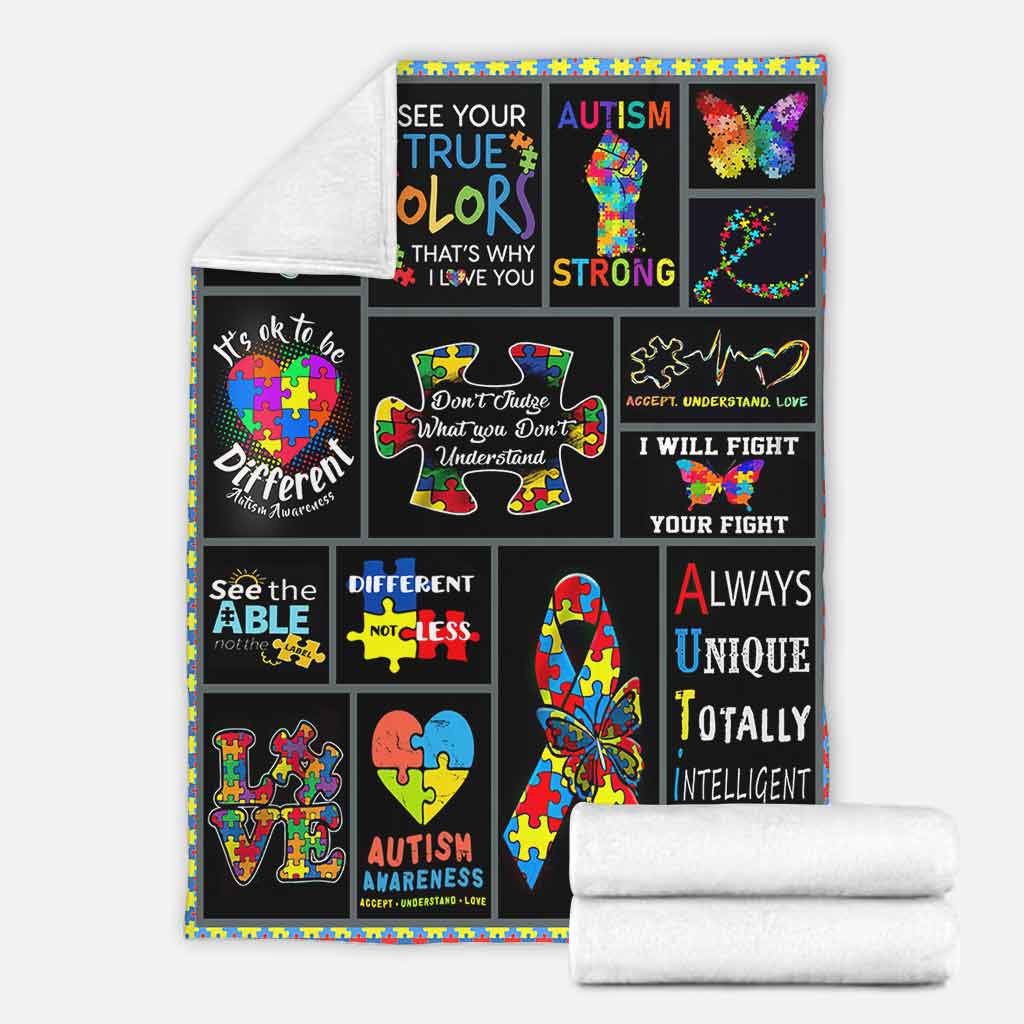 Autism Awareness Different True Colors Flannel Blanket For Cozy Home Lounging And Gifting