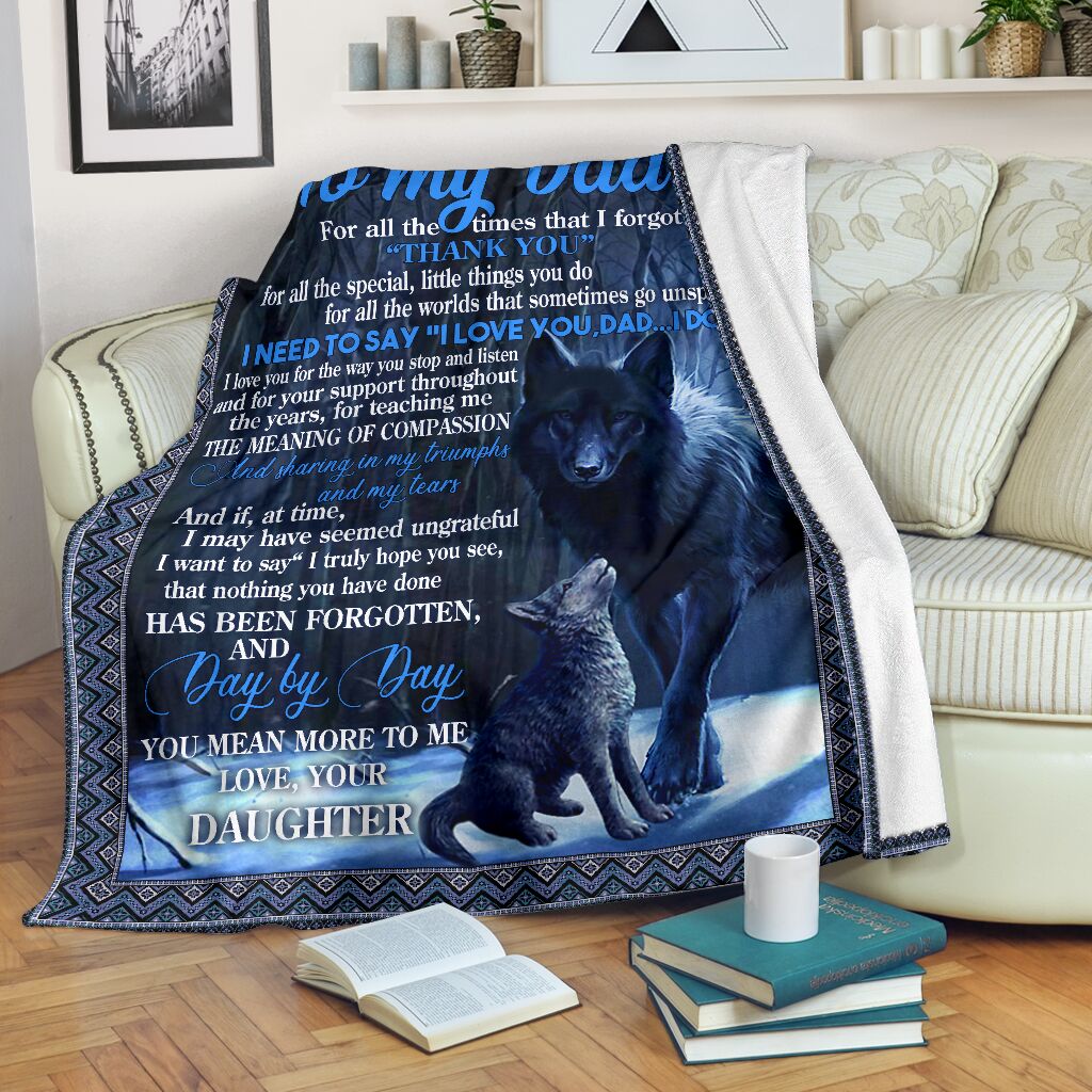 Wolf To My Dad Blue Flannel Blanket For Soft Bed Couch And Home Comfort
