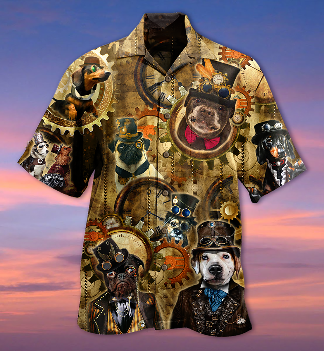 Dogs Machine Vintage Cool - Hawaiian Shirt
