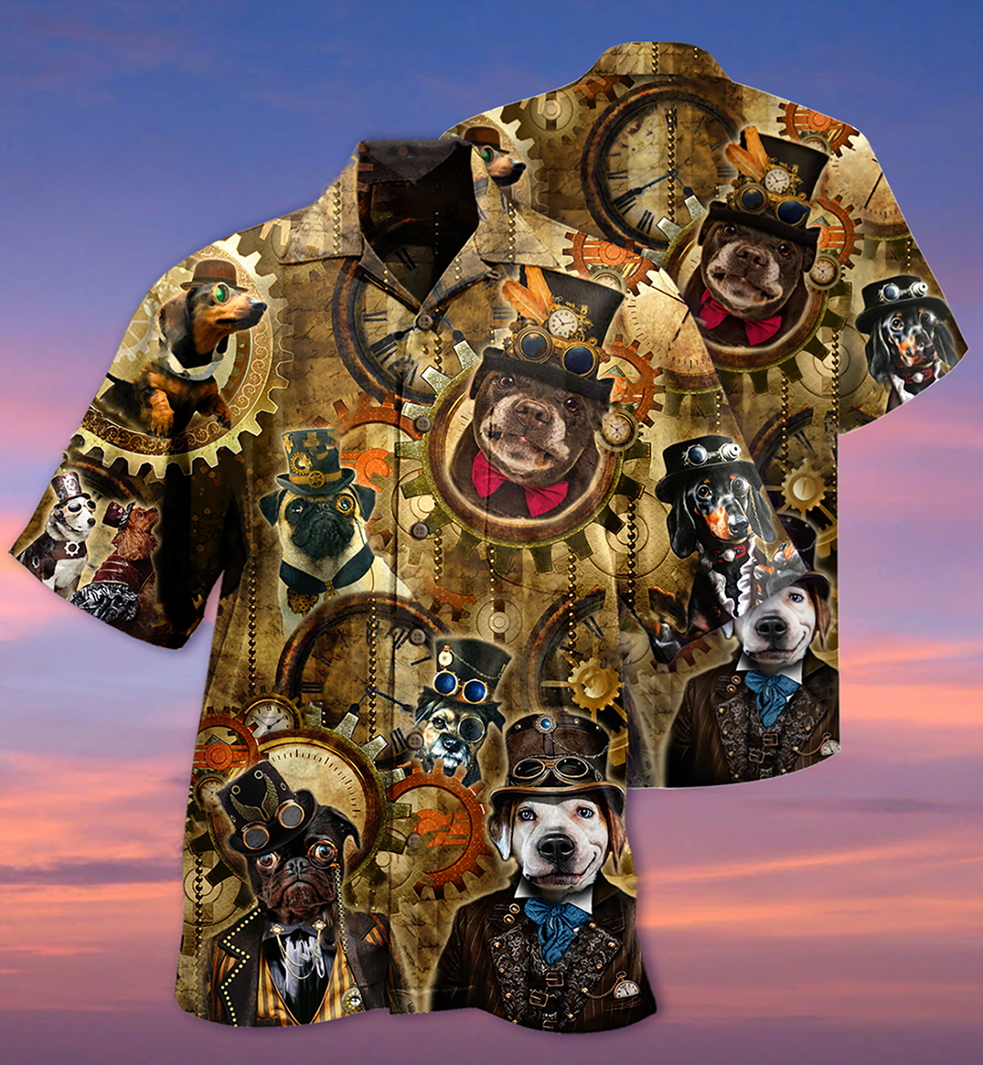 Dogs Machine Vintage Cool - Hawaiian Shirt
