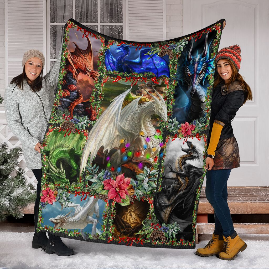Dragon Christmas Love Flannel Blanket For Bedroom Couch And Daily Comfort