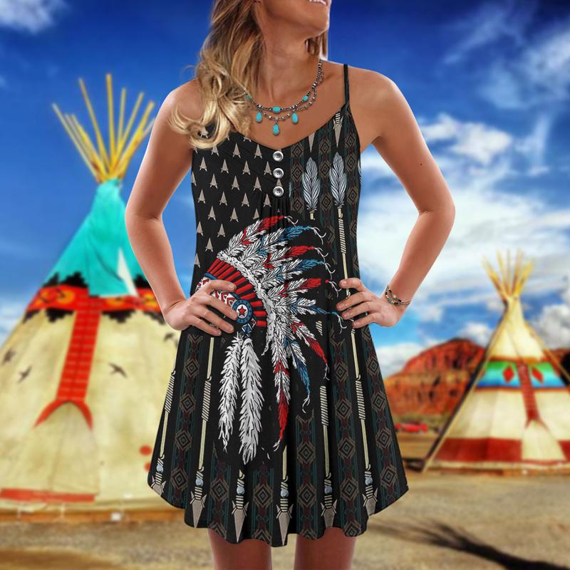 Tribal Summer Vibes Limited 2 – Women's Summer Sleeveless V-Neck Camisole Dress