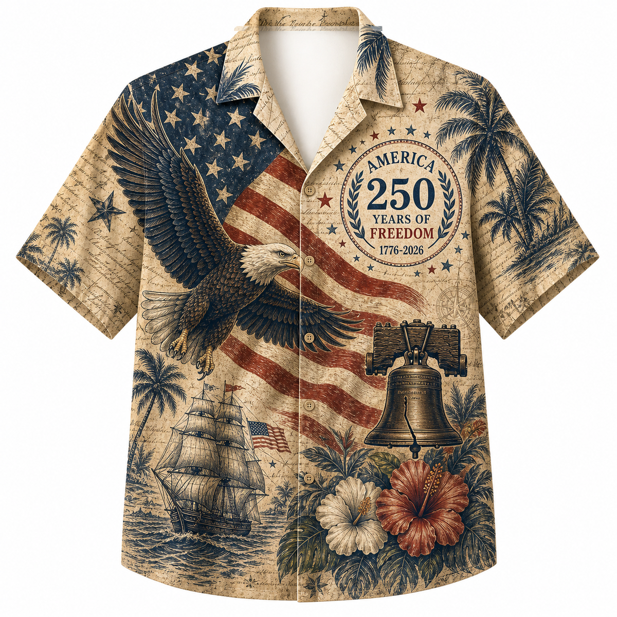 America 250th Vintage Island Hawaiian Shirt
