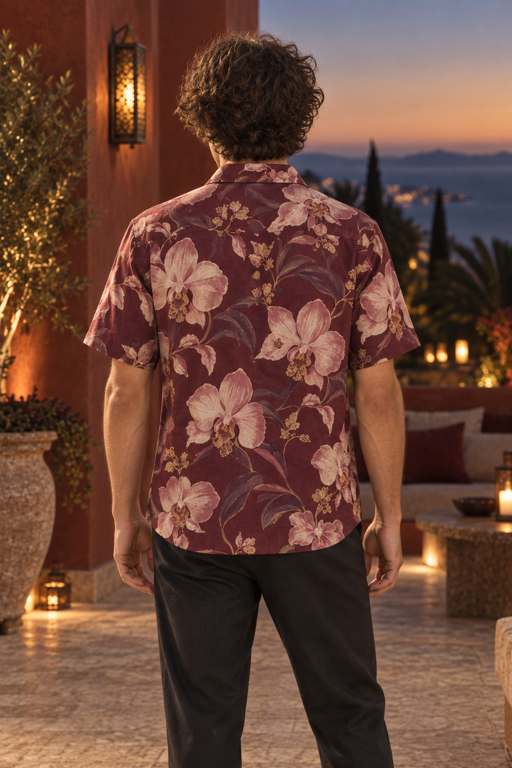 Men's Afterglow Wine Orchid Hawaiian Shirt – Deep burgundy