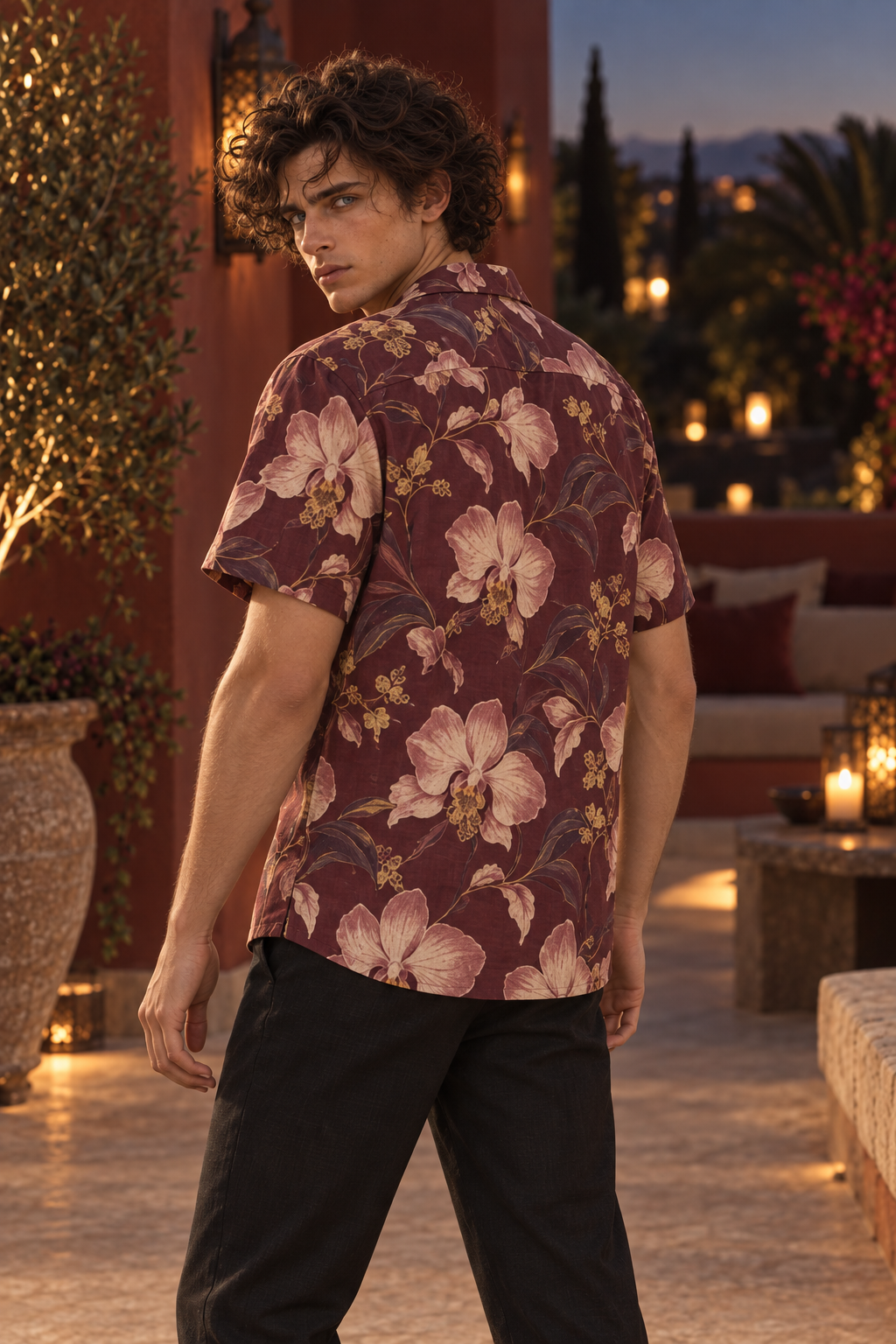 Men's Afterglow Wine Orchid Hawaiian Shirt – Deep burgundy