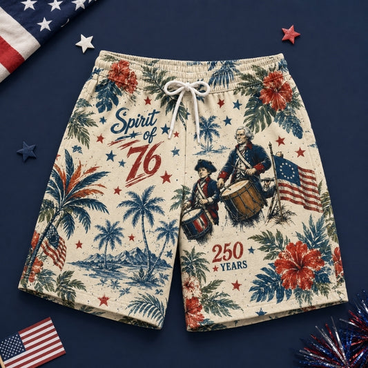 America 250th Anniversary Beach Short - Spirit Drum Swim Trunks