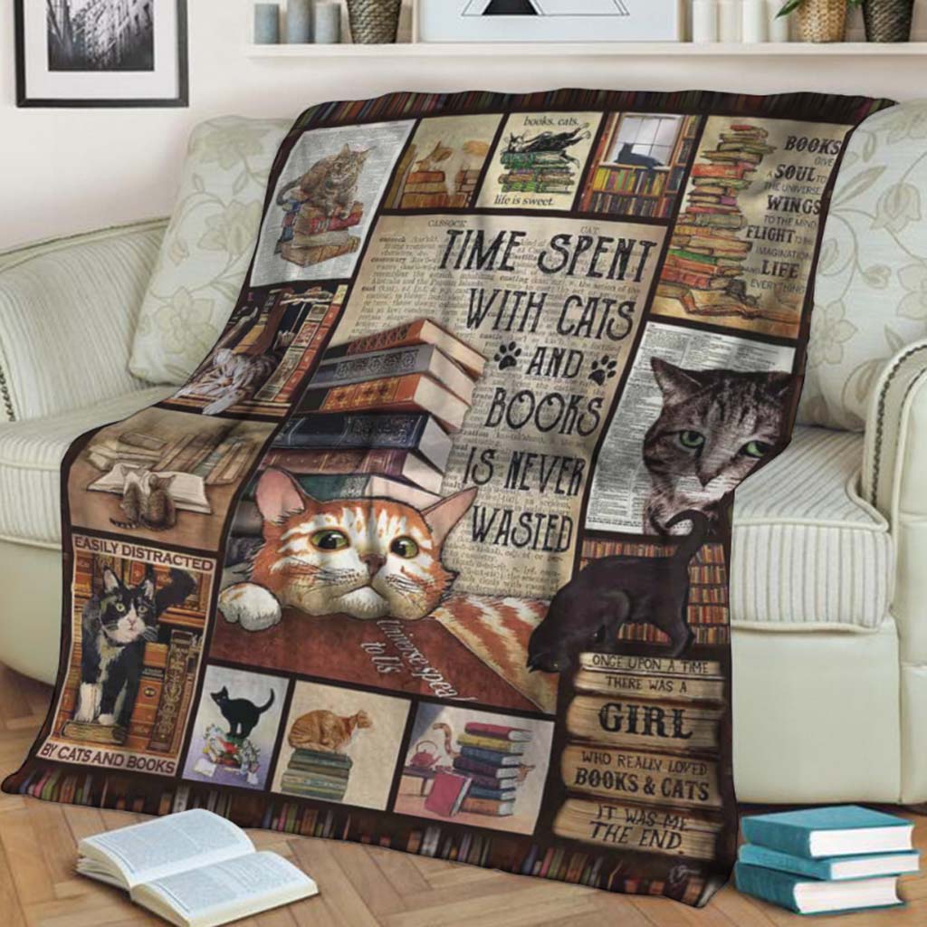 Book Time Spent With Books Flannel Blanket For Bed Sofa And Reading Nook Decor