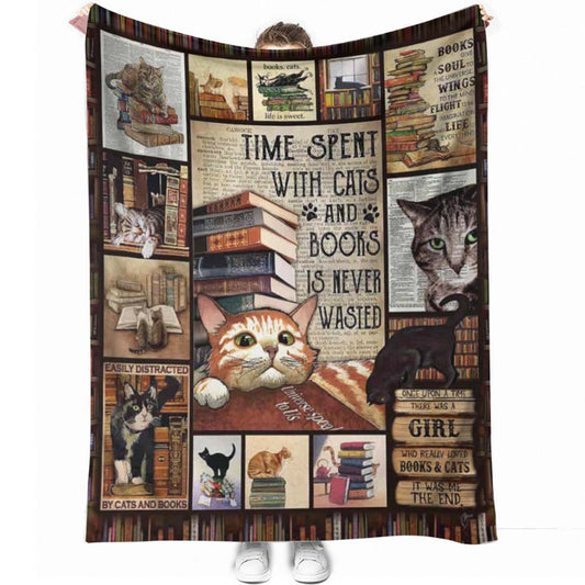 Book Time Spent With Books 50 x 60 Inch Flannel Blanket For Cozy Bedroom And Sofa Decor
