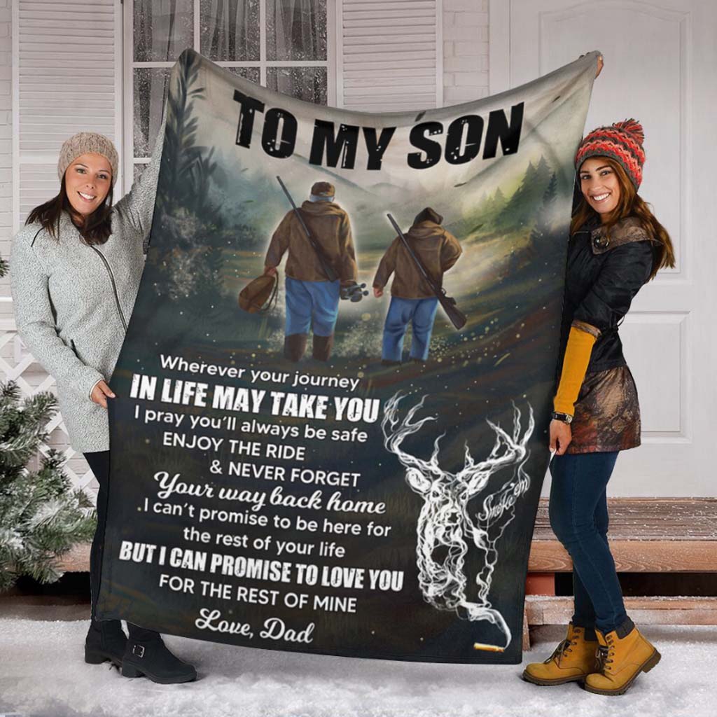 Hunting To My Son In Life Flannel Blanket For Soft Bed Couch And Home Comfort