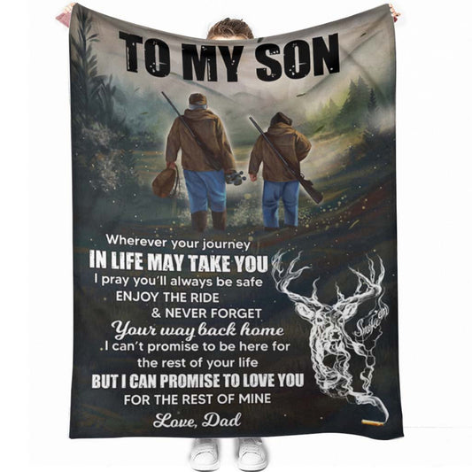 Hunting To My Son In Life 50 x 60 Inch Flannel Blanket For Cozy Bedroom And Sofa Decor
