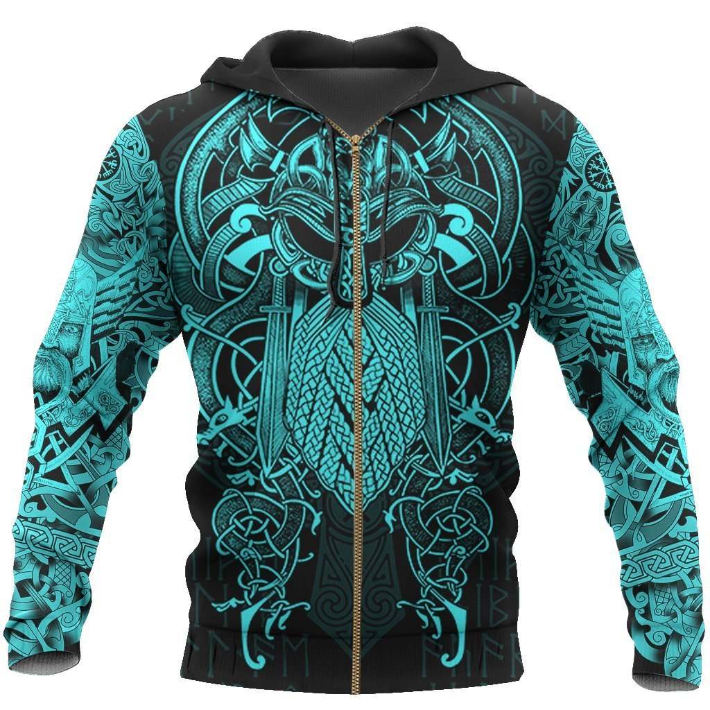 Collection Viking Raven Blue Of Odin Tattoo – 3D Hoodie