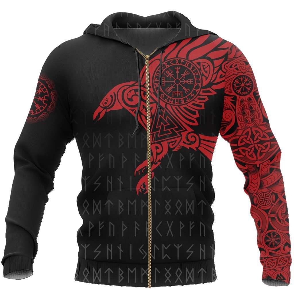 Collection Viking Raven Of Odin Tattoo Red – 3D Hoodie