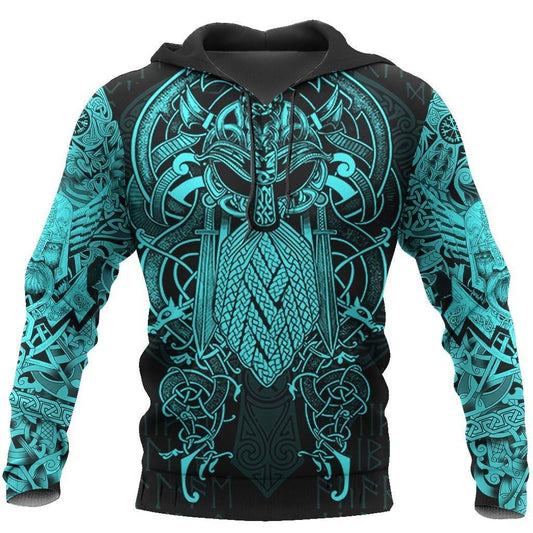 Collection Viking Raven Blue Of Odin Tattoo – 3D Hoodie