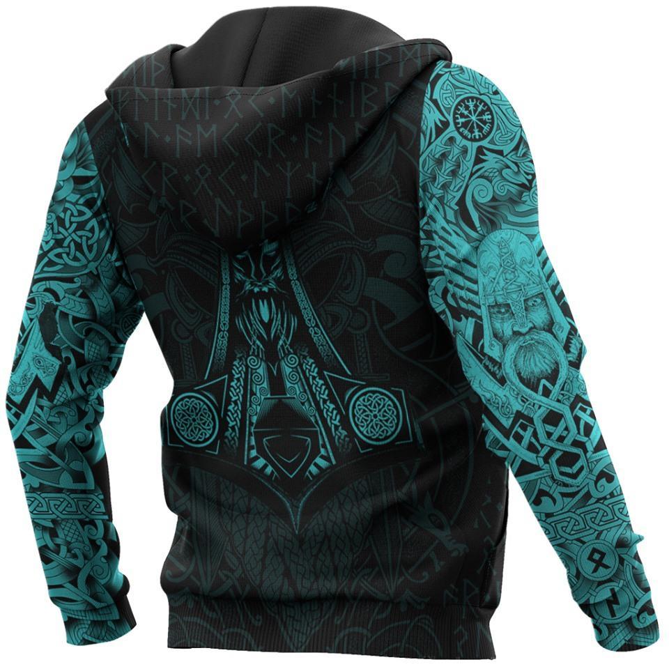 Collection Viking Raven Blue Of Odin Tattoo – 3D Hoodie