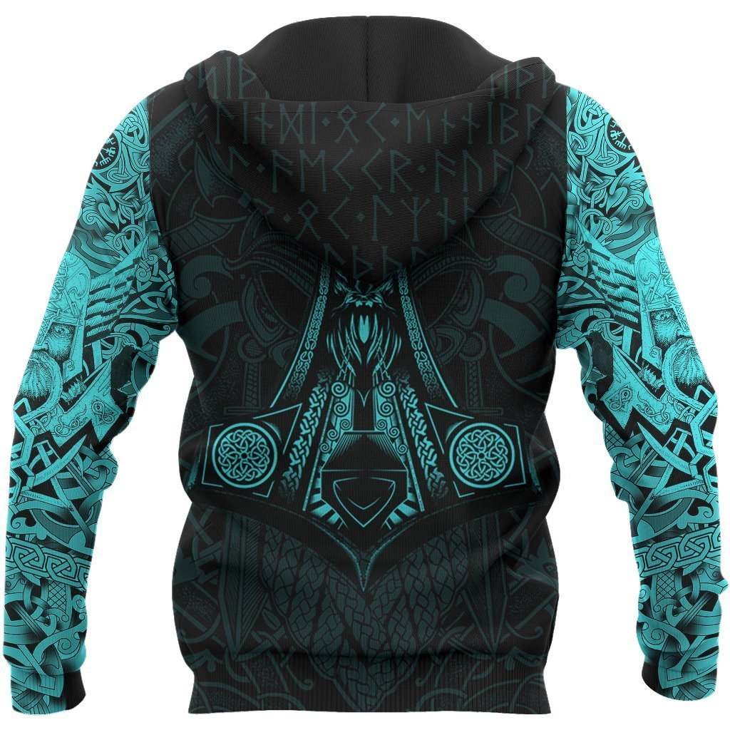 Collection Viking Raven Blue Of Odin Tattoo – 3D Hoodie