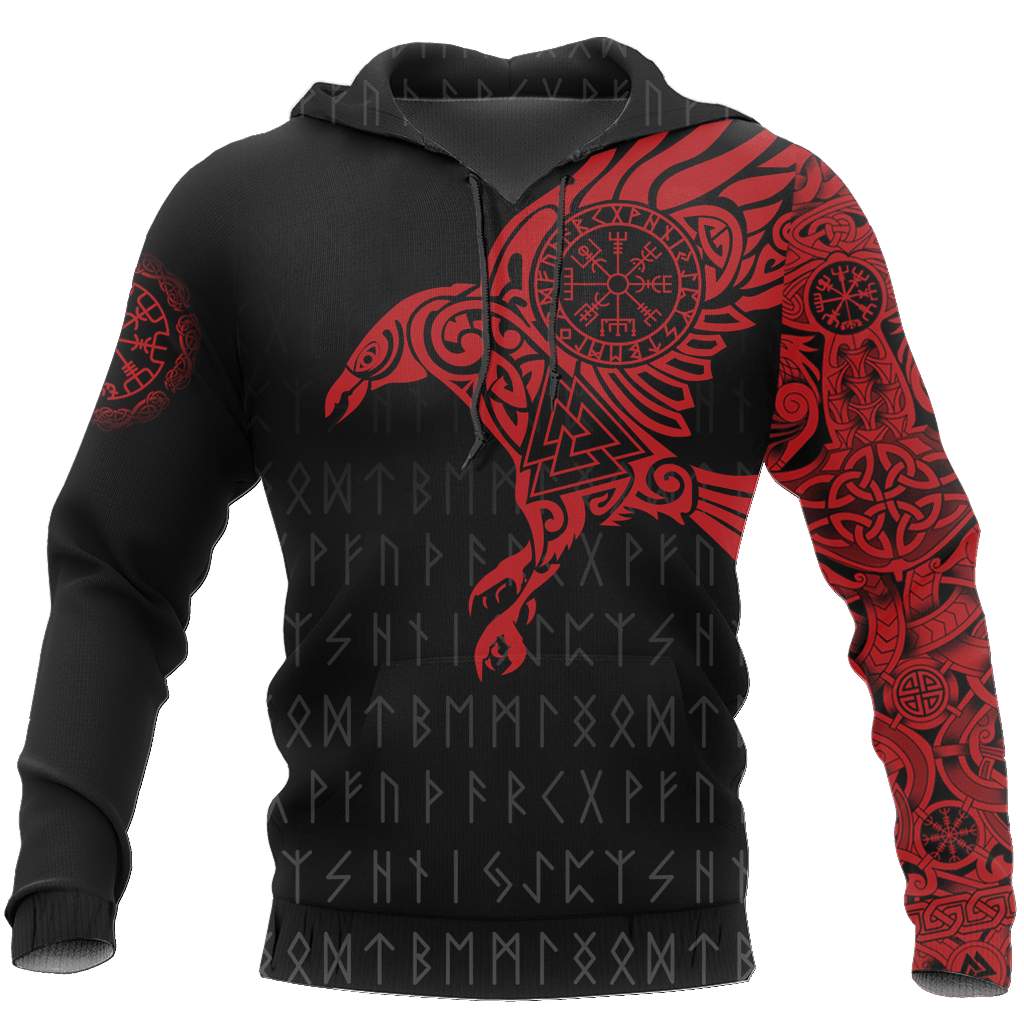 Collection Viking Raven Of Odin Tattoo Red – 3D Hoodie
