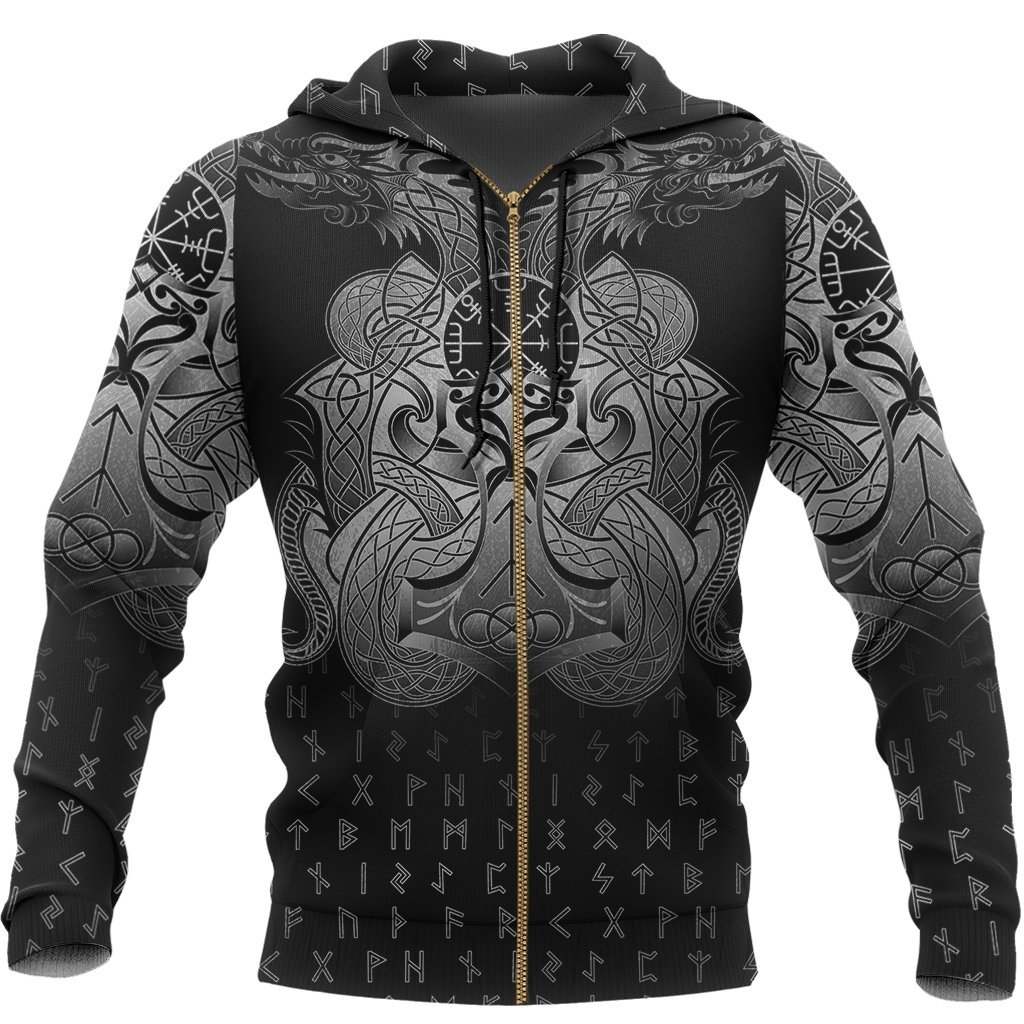 Collection Vegvisir Mjolnir Dragon Norse Tattoo – 3D Hoodie