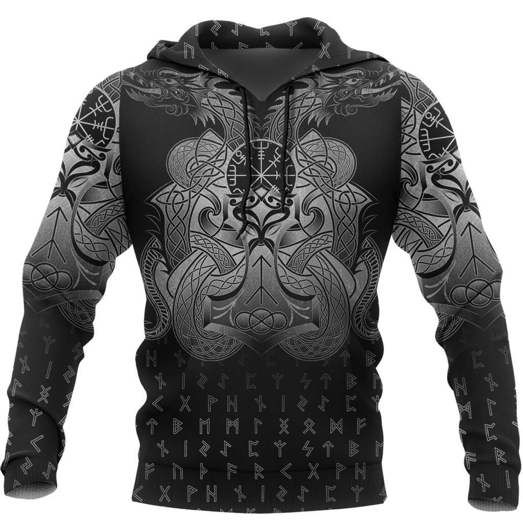 Collection Vegvisir Mjolnir Dragon Norse Tattoo – 3D Hoodie