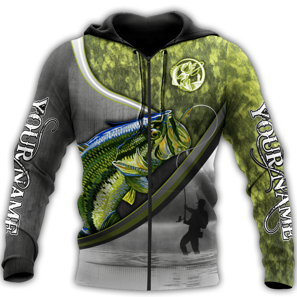 Custom Name Bass Fishing Fisherman Camo Graphic – 3D Hoodie