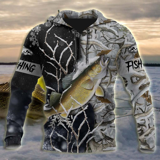 Walleye Ice Fishing Gear Graphic – 3D Hoodie