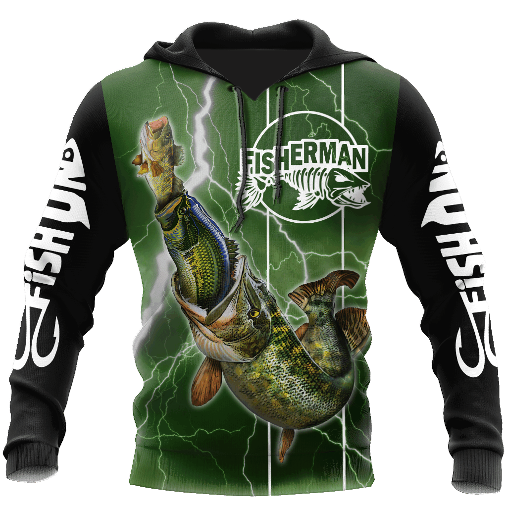 The Great Fish Eats The Small Green Fishing Graphic – 3D Hoodie
