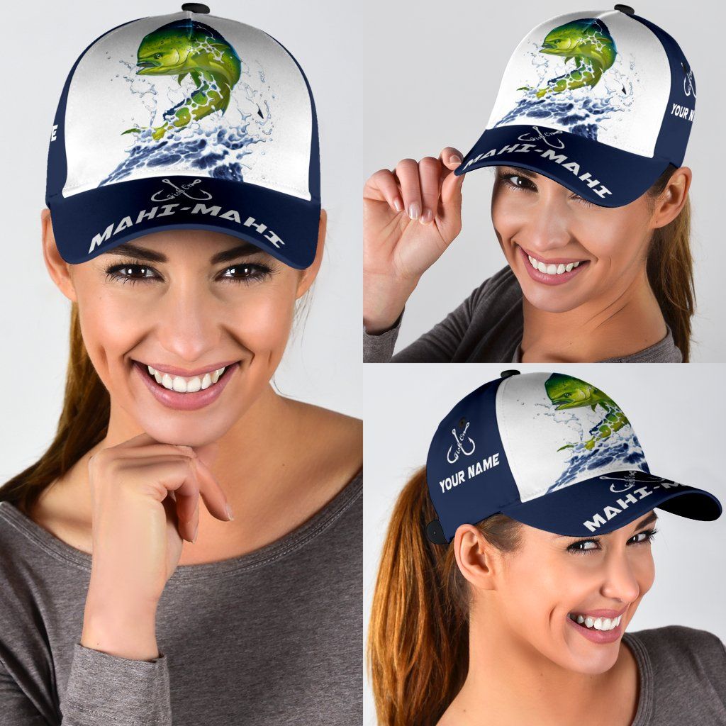 Custom Name Mahi Mahi Fishing Hook 3D Design – Classic Cap