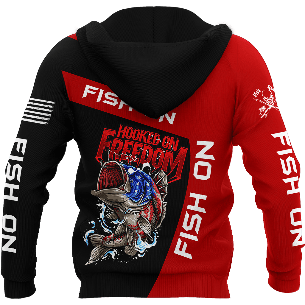 Hooked On Freedom Fish On Fishing Graphic – 3D Hoodie